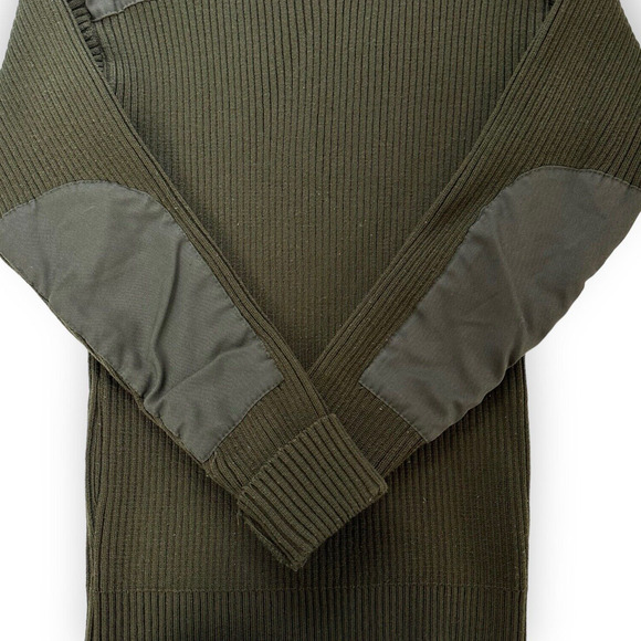 Commando Sweater Green Vintage Patches Ribbed Military Grunge Mens S Utilitarian - Picture 7 of 11